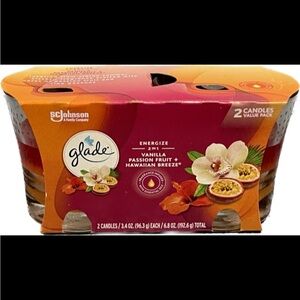 GLADE Candles VANILLA PASSION FRUIT + HAWAIIAN BREEZE 6.8 Oz/2 Ct  NEW IN BOX